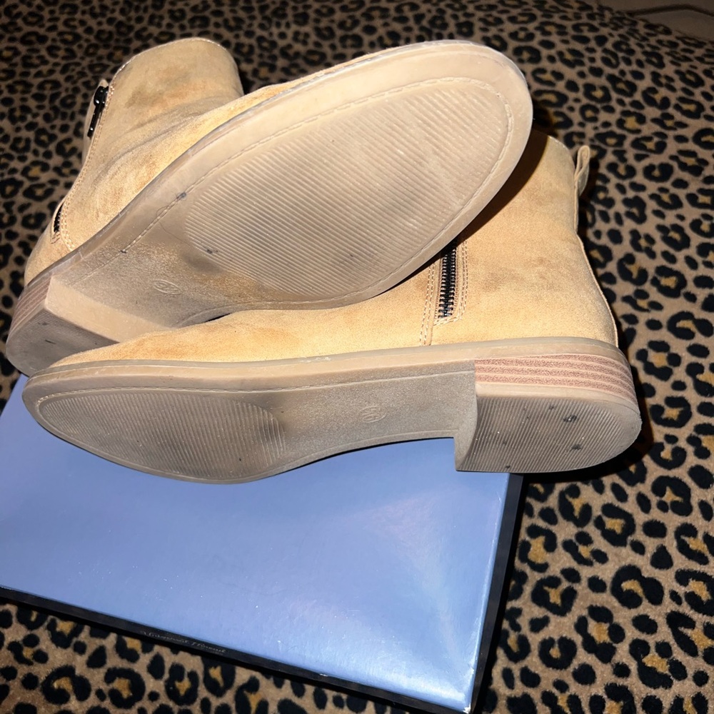 Tan Memory Foam Ankle Boots - Picture 5 of 9